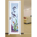 Woodwin Hot Selling Double Tempered Glass with Pattern Aluminum Bathroom Door